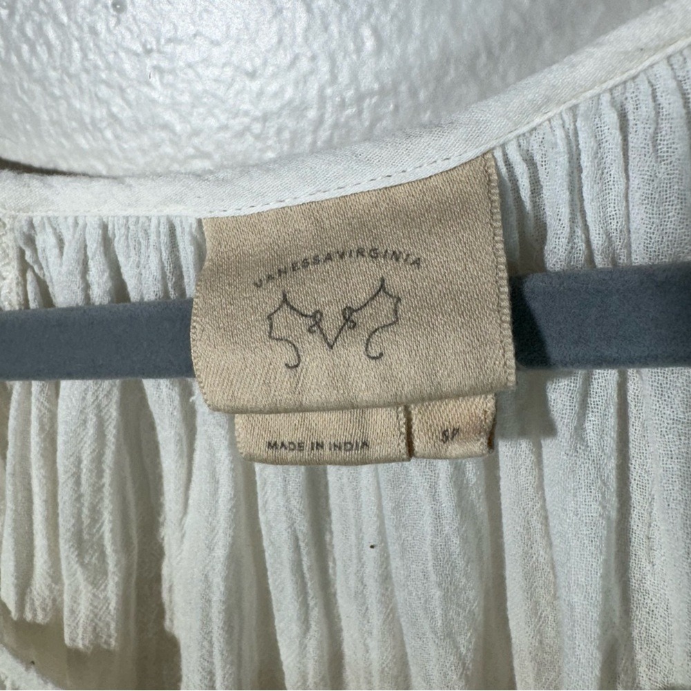 anthropologie cream gauze balloon longsleeve blouse boho slubbed cotton small - Picture 5 of 13